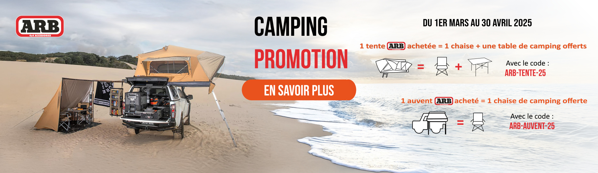 Camping Promotion ARB mars avril 2025