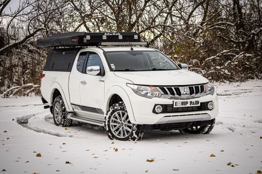 Mitsubishi L200 préparation 4x4 tout-terrain par Equip'Raid Alu-Cab Alsace dans la neige