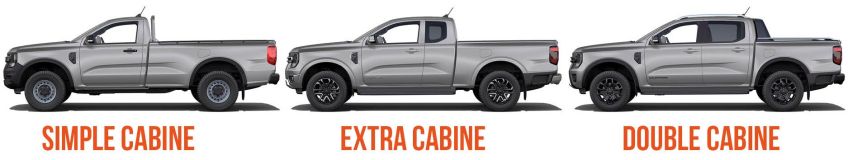 pickup simple cabine, extra cabine, double cabine : différents type de cabines pickup