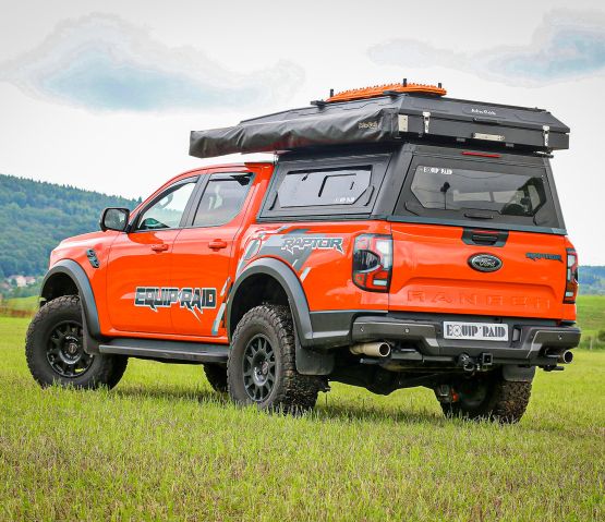 Ford ranger raptor orange Equip'Raid avec hardtop AluCab