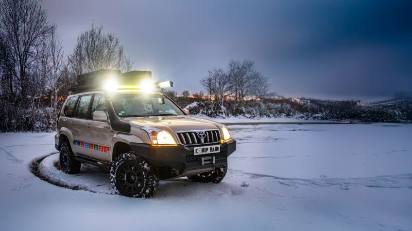 Toyota land cruiser kdj 120 préparation 4x4 tout terrain Alsace sous la neige