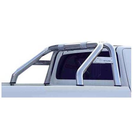 ROLL BAR INOX DOUBLE TUBE 76MM POUR TOYOTA HILUX REVO A PARTIR DE 2016 AVEC PLAQUE LATERALE