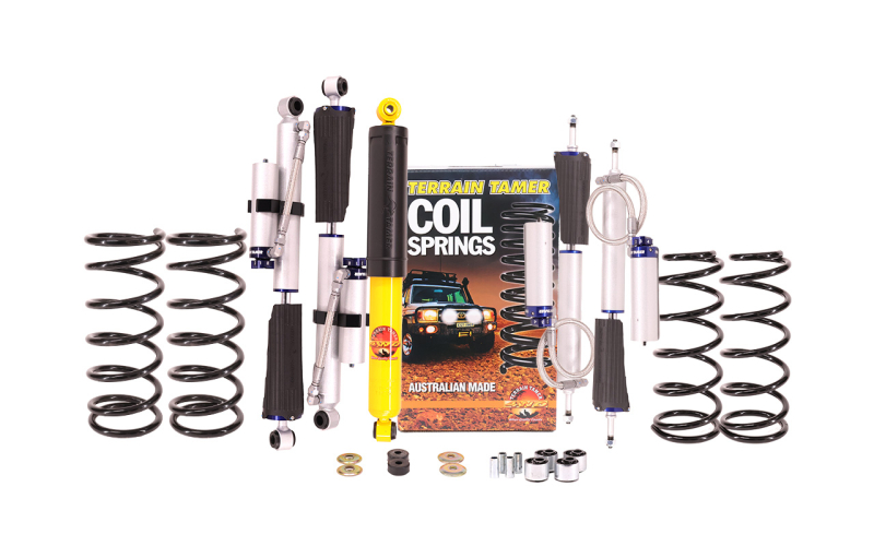 KIT DE SUSPENSION TERRAIN TAMER AVEC AMORTISSEUR PRO SHOCK REHAUSSE +40/50MM POUR NISSAN PATROL Y60 LWB 4.2L